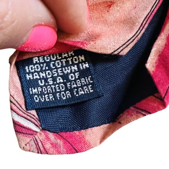 Lands’ End Vintage Sports Ties Yellow Golf Red Baseball 2 Neckties Silk Cotton - Picture 5 of 12